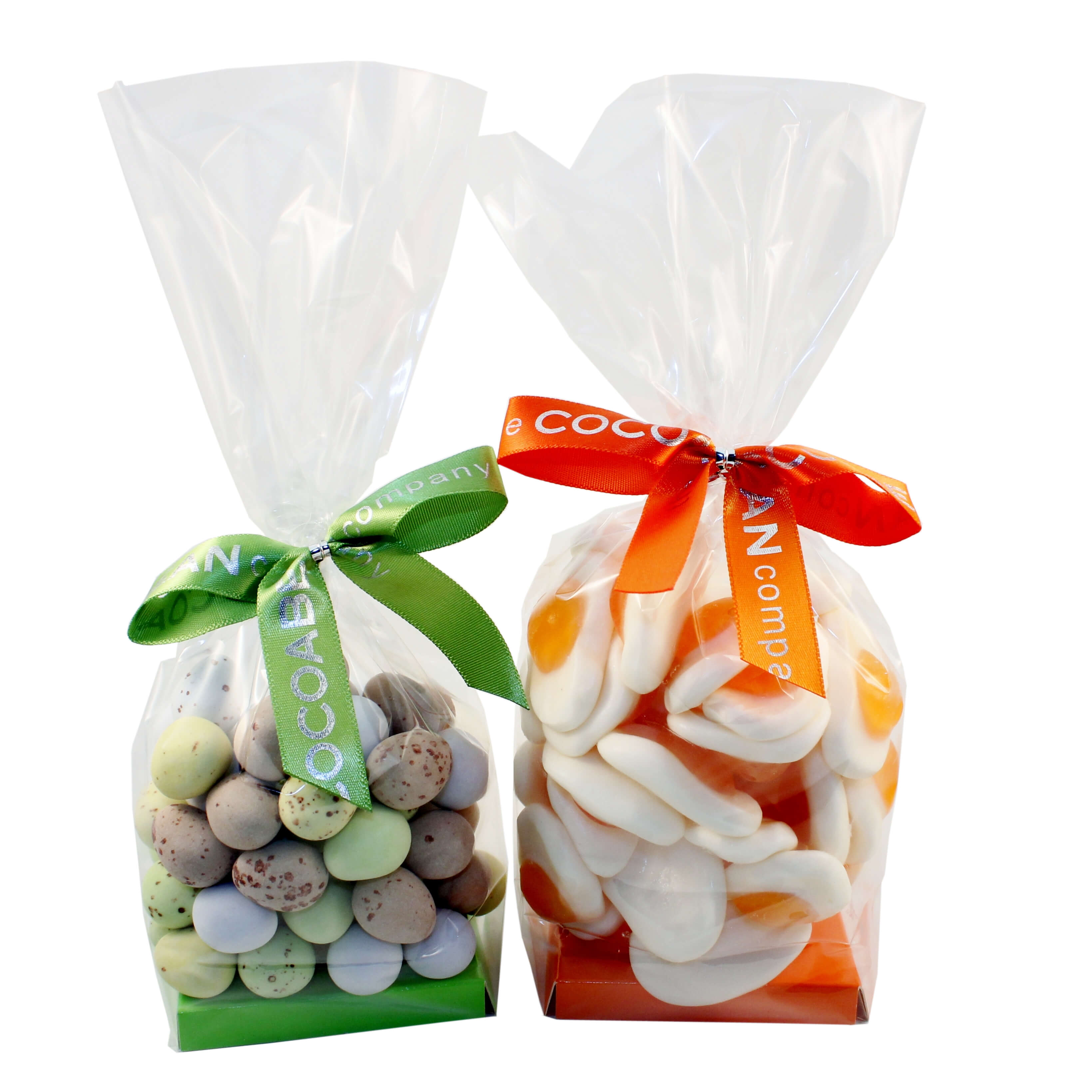 Bagged mini eggs and fried egg sweets
