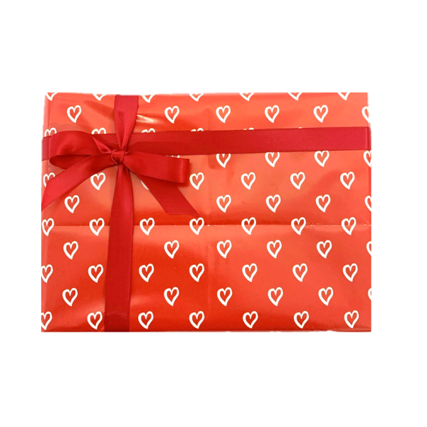 gift wrapped box of chocolates (valentines themed paper)