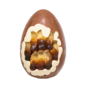 milk chocolate egg with cola inclusion cocoabean