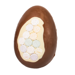 milk chocolate egg with love hearts inclusion cocoabean