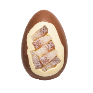 milk chocolate egg with fizzy cola inclusion cocoabean