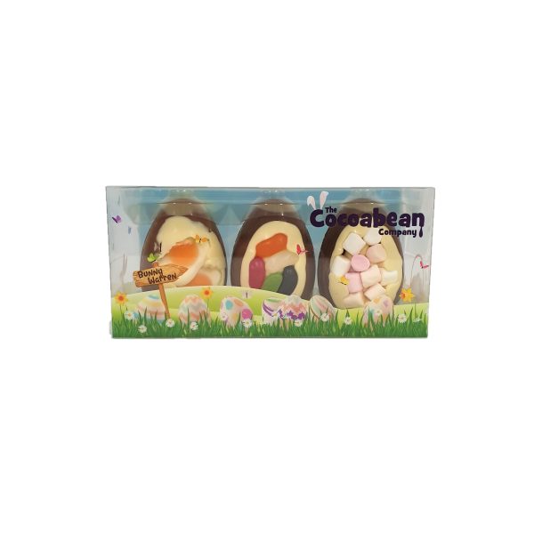 trio of milk chocolate easter eggs with sweet inclusions coocabean