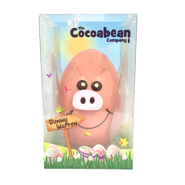 large pink chocolate pig easter egg