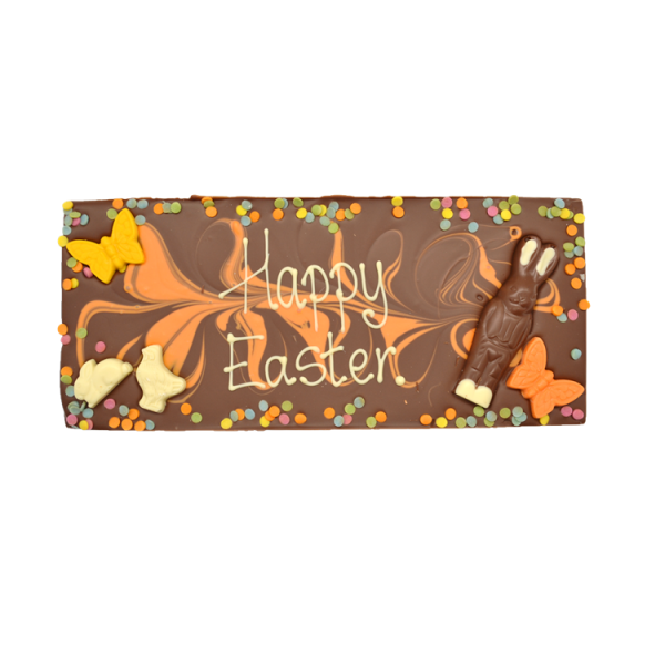 happy easter chocolate slab with personalised message