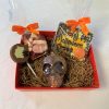 chocolate halloween hamper with skull, lollipop, sweets and personalised chocolate bar