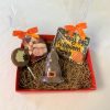 chocolate halloween hamper with ghost, lollipop, sweets and personalised chocolate bar