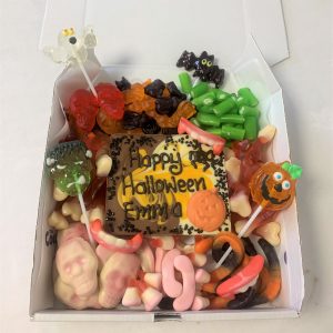 halloween themed sweetie box & & personalised chocolate slab