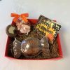 chocolate halloween hamper with candy shape, lollipop, sweets and personalised chocolate bar