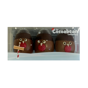 three chocolate robins in a box