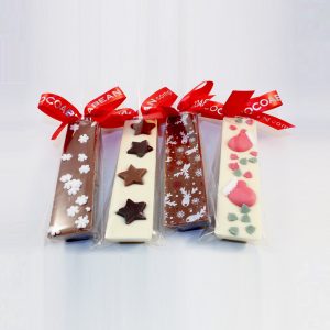 chocolate bars with xmas decoration