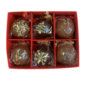 christmas baubles set of 6 chocolate