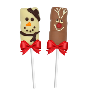 christmas chocolate snowman and reindeer mallow pop
