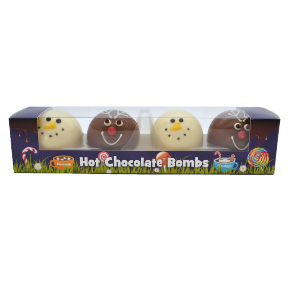 cocoabean hot chocolate bombs four pack snowmen and reindeer
