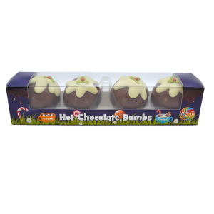 cocoabean hot chocolate bombs four pack christmas puddings