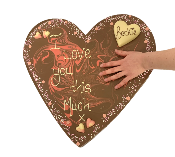giant heart chocolate bar with personalised message