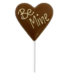 milk chocolate love heart with hand piped "be mine" message