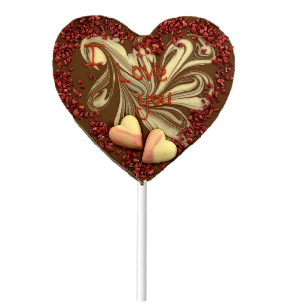 chocolate heart lollipop with valentines decoration