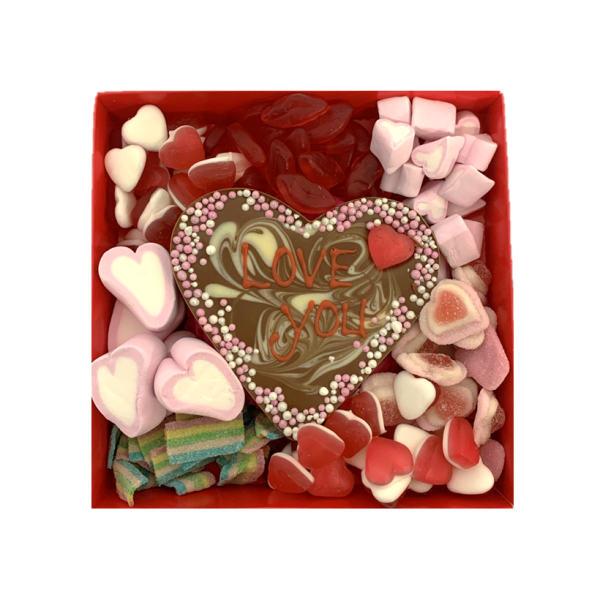 sweets box with chocolate heart