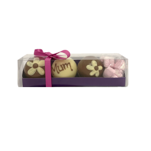 white and milk chocolate bombs with marshmallows