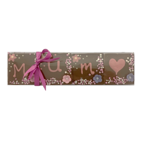 set of chocolate tiles with "mum" hand piped and decoration