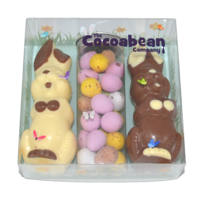 chocolate bunny rabbits and mini eggs sweets gift box