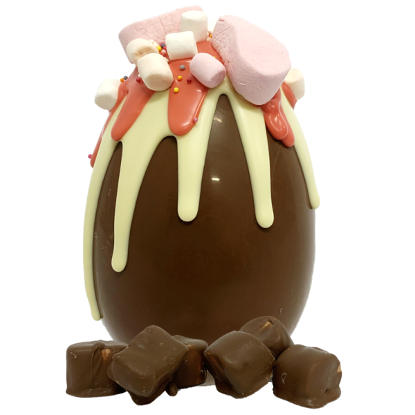 marshamallow, pink, white and milk chocolate easter with chocolate covered marshmallows