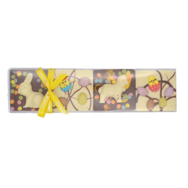 4 easter chocolate tiles with mixed decoration