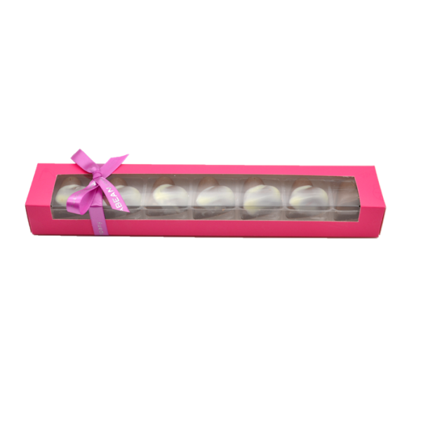 pink box with valentines heart chocolates
