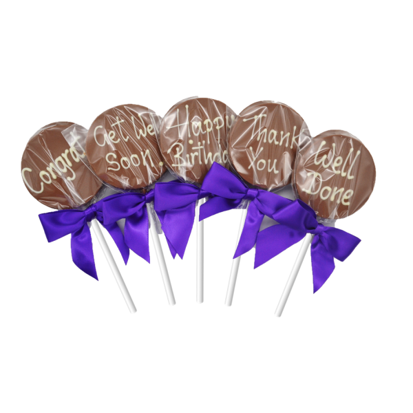 personalised message chocolate lollipops