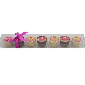 strip of 7 flower chocolate cups