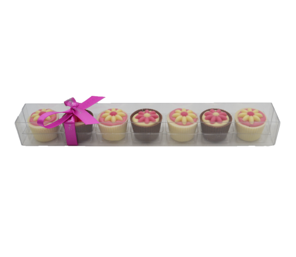 strip of 7 flower chocolate cups