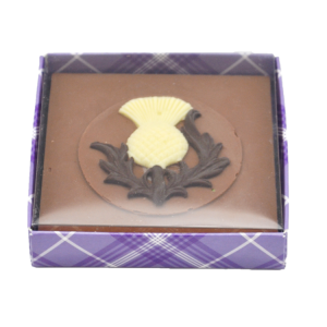 milk, white and dark chocolate thistle slab