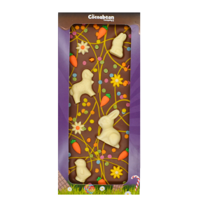 large chocolate easter bar with chocolate decoration
