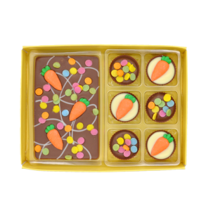 carrot themed chocolate bar and chocolates