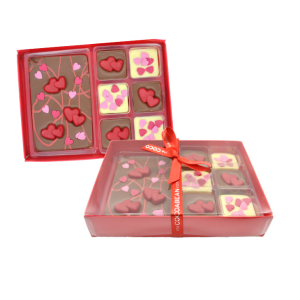 valentines chocolate slab & 6 chocolates gift set