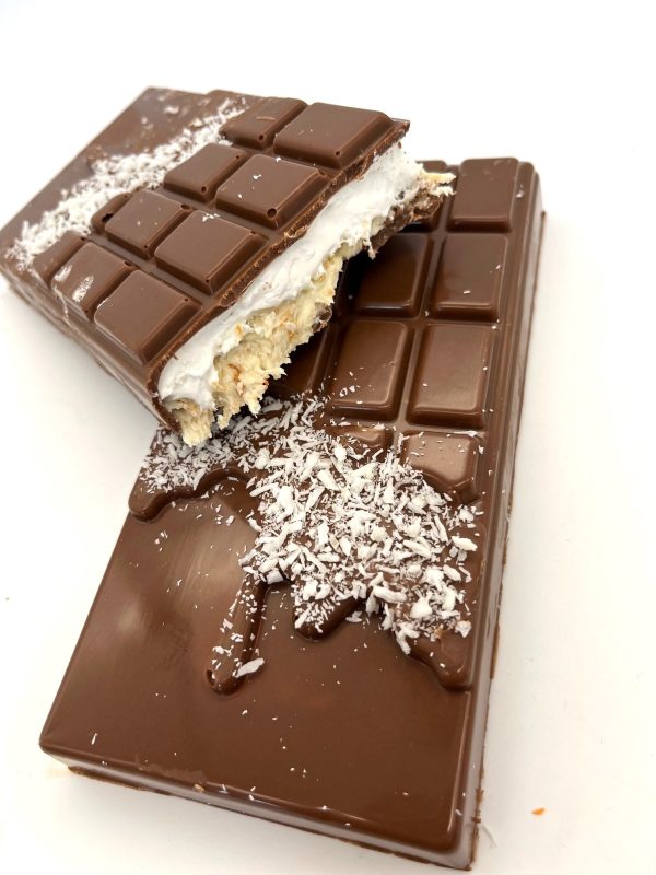 Coconut crunch knafeh and mallow stuffed chocolate bar